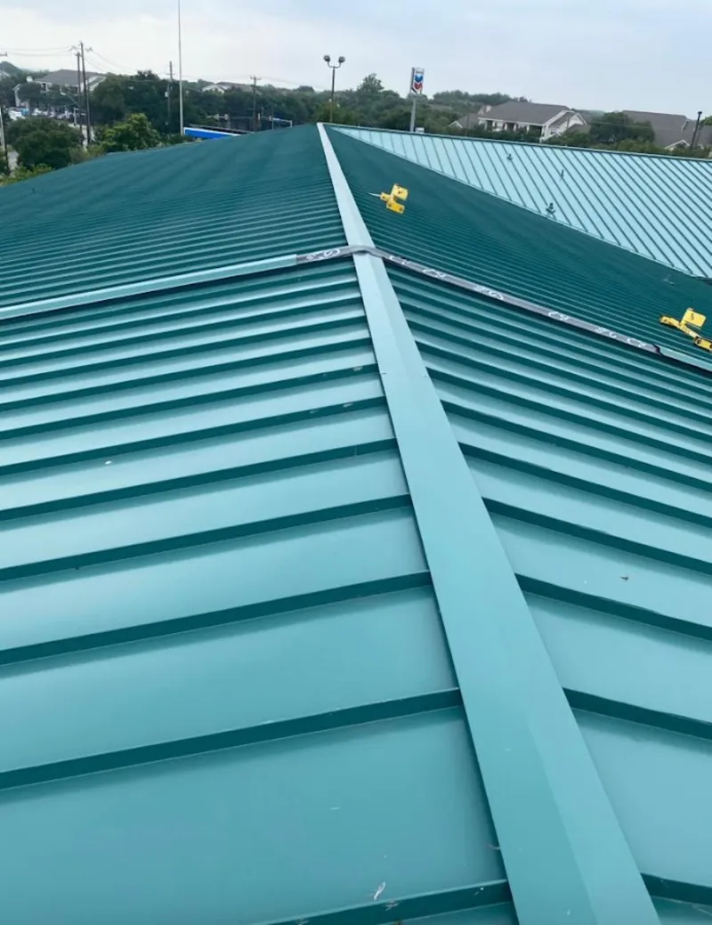 Green commercial metal roof ridge and valley for Metal Roof Repair in Clarkston